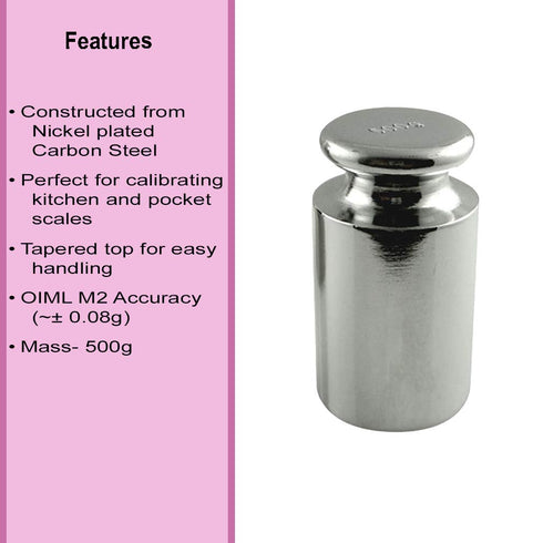 American Weigh Scales Calibration Weight for AWS Digital Scale, Chrome plated, Carbon Steel, 500G(Chrome Finish)