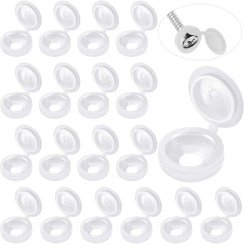 Hotop 100 Pieces Hinged Screw Cover Caps Plastic Shutter Fold Screw Snap