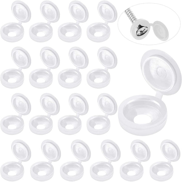 Hotop 100 Pieces Hinged Screw Cover Caps Plastic Shutter Fold Screw Snap
