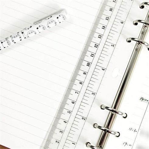 EYAKEG 2Pcs A5 6-Hole (A5, Black/Clear Plastic Page Marker Pouch Measuring Today Ruler for Size Binder Notebook Black +