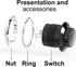 20Pcs AC250V/3A AC125V/6A Off(ON) NO Lock Round Momentary Push Button Switch, Black Cap