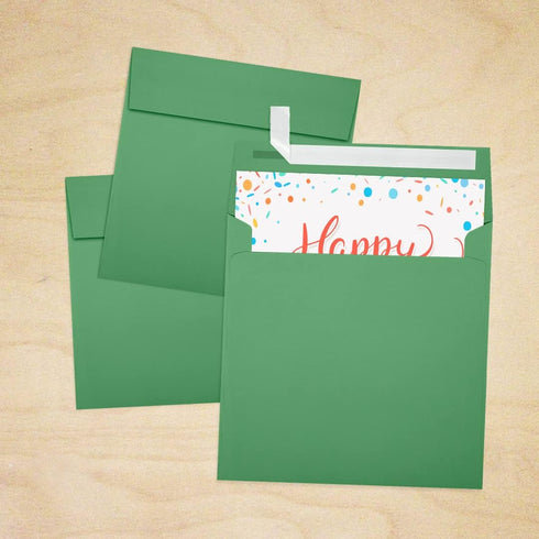 LUXPaper Invitation Envelopes Square | Peel & Press | 6 1/2" x 6 1/2" | Holiday Green | 80lb. Text | 50 Qty