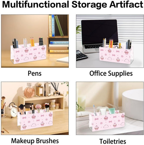 Generic Packet Coquette Bows Sweet Cupcakes Pastel Pencil Box Acrylic Shower Caddy Drink Organizer Pen Holders