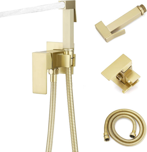 Homevacious Bidet Sprayer for Toilet Adjustable Water Pressure Square Brass Bidet Attachment