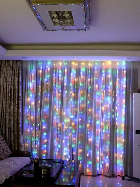 Generic 100 8 LED Colorful Curtain Light for Party/Wedding/Festival/Christmas,Window Blinking String Light