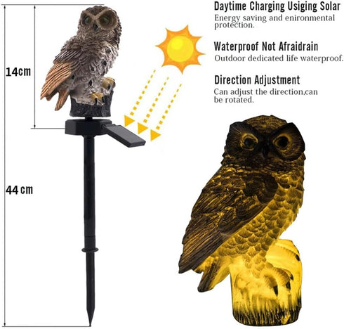 LED Solar Grey Owl Light, Outdoor Cute Animal Courtyard Decorative Light, Dusk to Dawn Waterproof Garden Light.