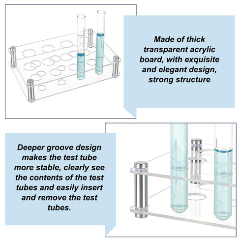AHANDMAKER Transparent Acrylic Test Tube Rack - 12 Holes Lab Test Tube Holder for 10ml Test Tubes Chemistry Laboratory