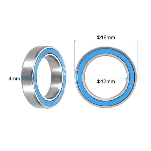 uxcell 5pcs Miniature Deep Groove Ball Bearings 12x18x4mm Double Sealed Bearings for Electric Motor, Home Appliances, Garden Machinery, P6 (ABEC 3)