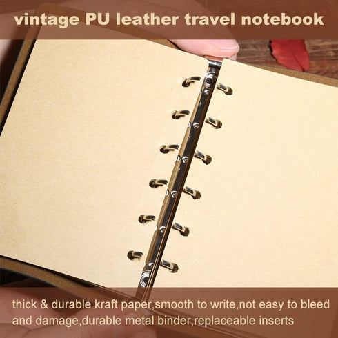 Vintage Leather Journal, Mtsooning, 88 Sheets/176 Pages, 5.12"x3.35", Brown Antique Handmade Deckle Edge Paper PU Bound