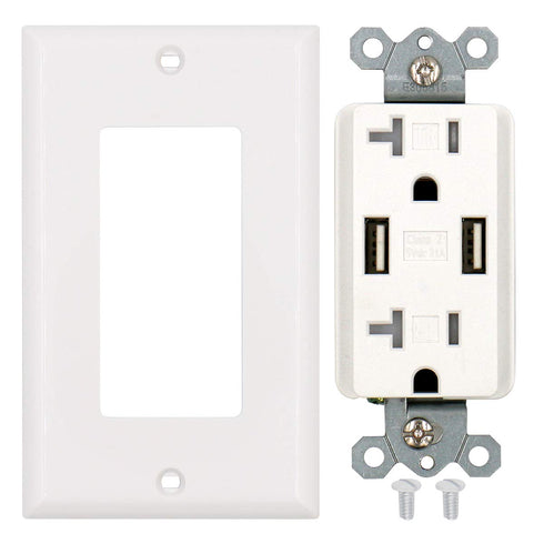 BAOMAIN 3.1Amp Dual USB Receptacle Outlet, 20 Amp Duplex Tamper Resistant Receptacle Plug, Wall Plate Included, UL&CUL