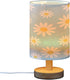ALAZA White Daisy Flowers Blue Table Lamp for Bedroom USB Port Bedside Lamp Small Nightstand Desk Lamp for Girls Boys