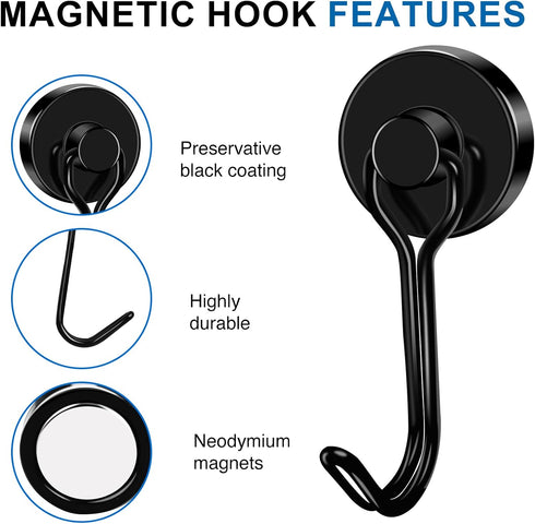 LOVIMAG 3 Pcs Magnet Hooks for Cruise Cabin, 40LBS Cruise Door Magnets with Epoxy Coating, Strong Neodymium for Kitchen
