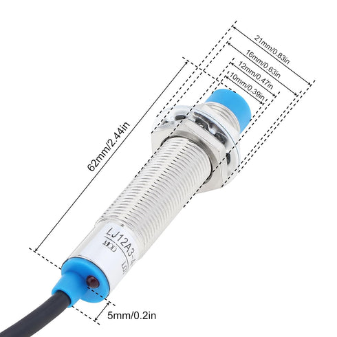 DiGiYes M12 LJ12A3-4-Z/BX 6-36V 4mm Proximity Sensor Switch Detecting Distance NPN NO DC Inductive Proximity Switch