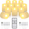 12 PCS Rechargeable Candles Flameless Tea Lights with Remote, USB LED Tealights