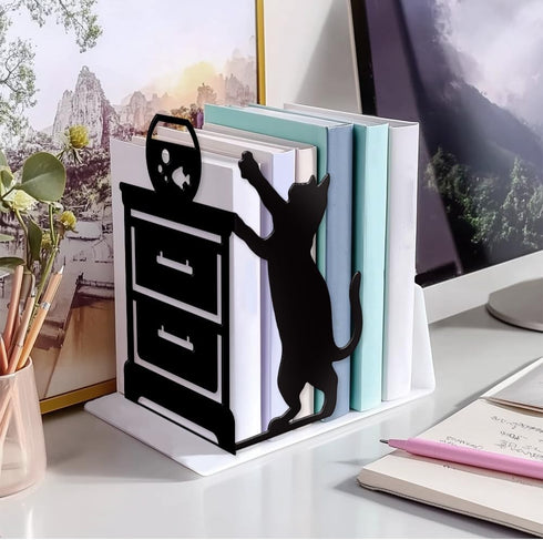5.5"x4.3"x8.3" 1 Peacoblue Metal Bookends for Shelves, Modern Decorative Heavy Duty Study Book Support Stoppers