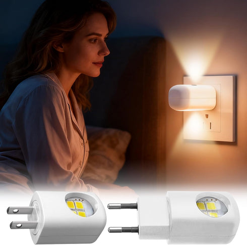 Generic Auto Dusk to Dawn Night Light - Plug in LED Wall Lamp with Smart Sensor, Energy Efficient Compact ABS Room