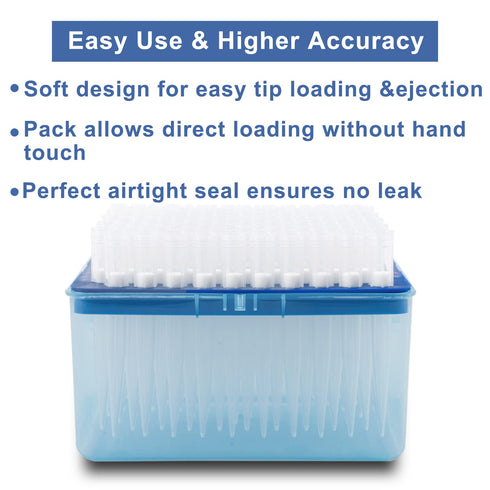 ONiLAB Universal 1000ul Pipettor Tips, Lab Transparent Liquid Tips with Box, Non-pyrogenic, Autoclavable 1 Rack 96 Tips