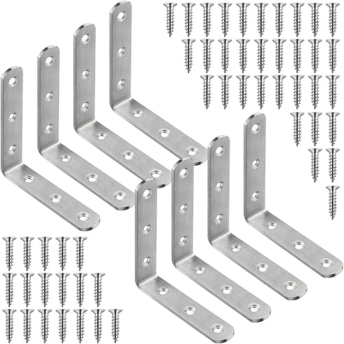 8 Pack L Bracket Corner Braces 4x4 Inch Heavy Duty Stainless Steel