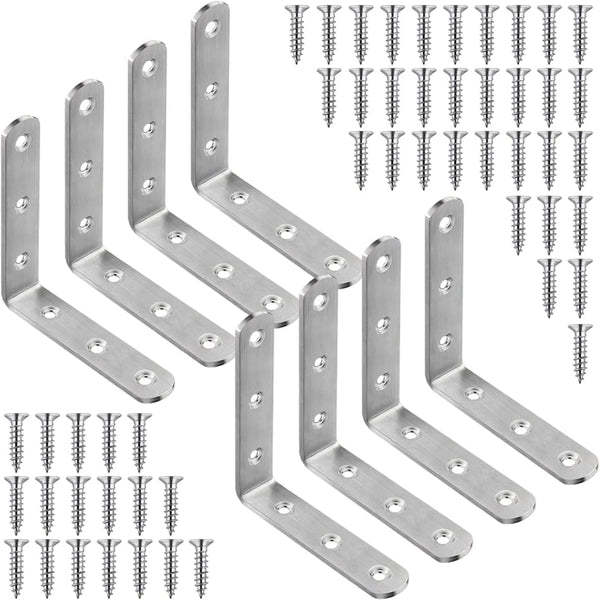 8 Pack L Bracket Corner Braces 4x4 Inch Heavy Duty Stainless Steel