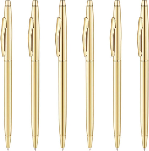 Unibene 6 Pack Slim Gold Ballpoint Pens, Black Ink 1 mm, Nice Gift for Business Office Students Teachers