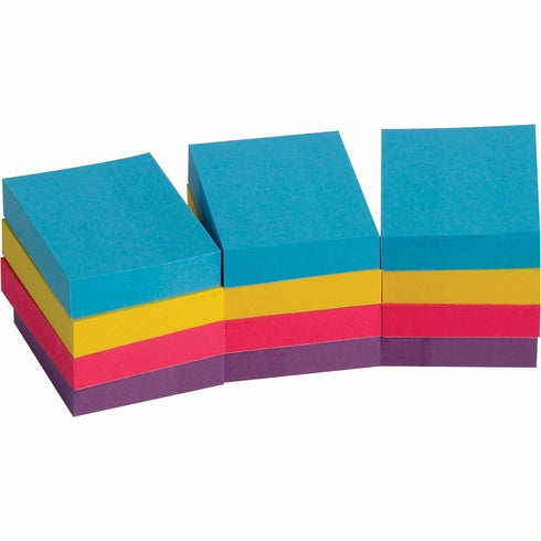 Business Source Adhesive Notes - 16498, 1-1/2-Inch x 2-Inch, 100 Sh/PD, 12PD/PK, Assorted Extreme