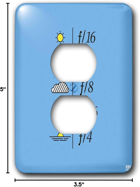3dRose lsp_37763_6 2 Daylight Exposure Guide and Light Metering Aperture Table On Light Blue Background Plug Outlet