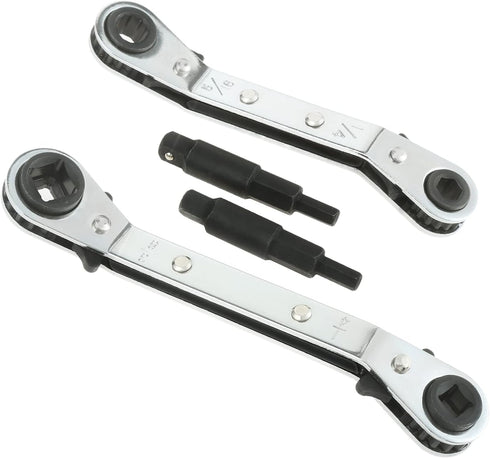 gohantee HVAC Service Wrench Tools, Air Conditioner Valve Ratchet Wrench with Bit Adapter Kit