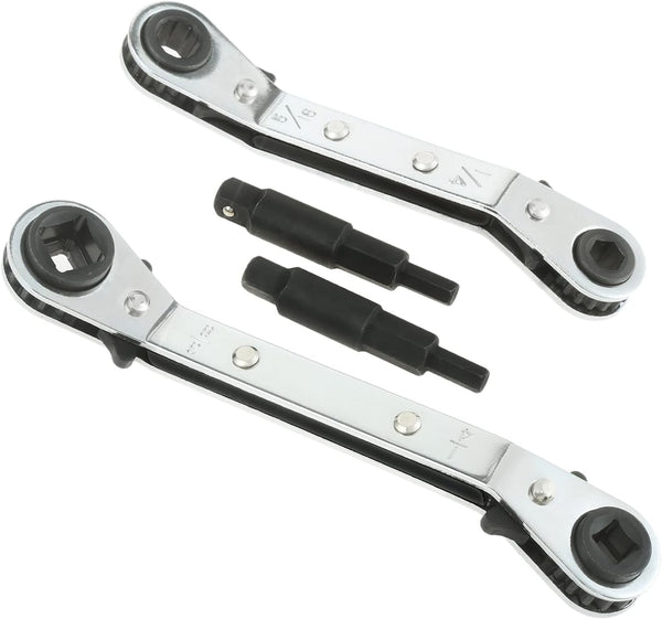 gohantee HVAC Service Wrench Tools, Air Conditioner Valve Ratchet Wrench with Bit Adapter Kit