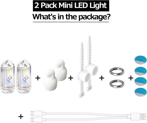 2 Pack USB Mini LED Lantern, Waterproof EDC Keychain LED Flashlight for Camping, Type-C Rechargeable Battery Small