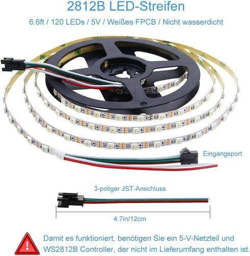 5mm WS2812B 6.6ft 120 0.19in Programmable 5V ALITOVE Individually Addressable RGB LED Strip Light LEDs Super Narrow