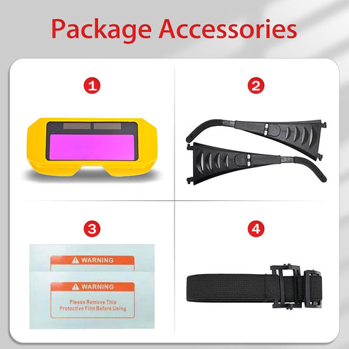 Auto Darkening Welding Glasses, Safety Protective Goggles with Adjustable Shade and 2 Sensors for TIG MIG MMA Plasma