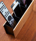 Yamazaki Home Caddy Desk Organizer, TV Remote Control and Pen Holder, Small Steel + Wood, Walnut