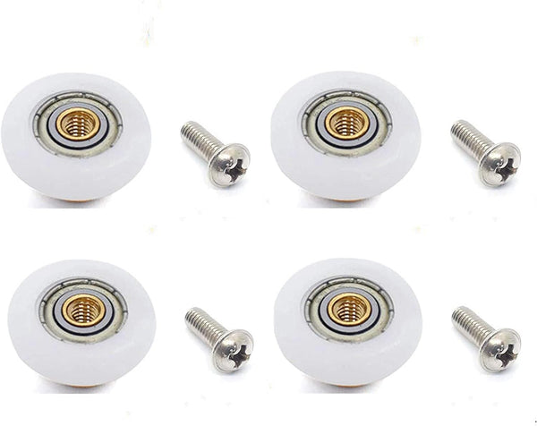 Shower Door Rollers Metal Alloy Wheels for Bathroom Glass Sliding Door Pulleys (Option A, Dia 19MM)