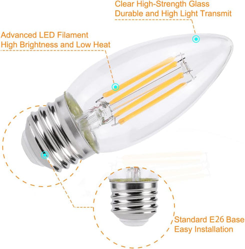 E26 B11 Bulbs 4 (40 Bulbs 2700K Bulb Bulb Non-Dimmable 10Pack KINUR Candelabra led Light Watt Watt Equivalent) LED
