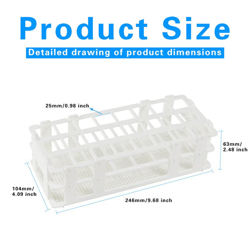 Plastic Test Tube Rack, 24 Holes,Test Tube Holder for 25 mm Test Tubes, White Vial Holder, Detachable Test Tube Holder Rack (1pcs,24 Holes)