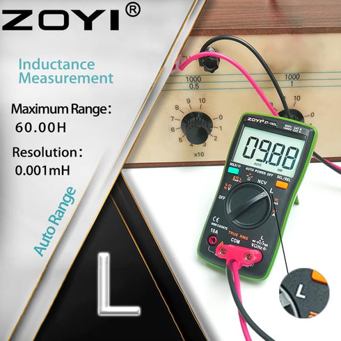 ZT-102L Inductance Meter Multimeter Tester T-RMS 6000 Counts, 60H LCR Meter, AC DC Current Voltage Up to 600A