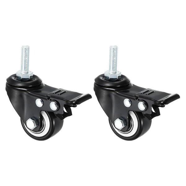 PATIKIL 1.5 Inch Stem Casters, 2 Pack PU Threaded Stem Caster Wheel