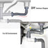 Flexible P-Trap 1-1/2" (Grey) with 1-1/4" Adapter, Female Nut for Kitchen Sink Drain, Variable Height