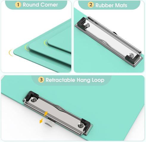 Bulk Plastic Clipboards 6 Pack, Teal Clip Board 8.5x11 for Classroom, Students, Kid, Woman, A4 Clipboards Size 9" x 12.5" with Low Profile Clip, Office & School Supply.