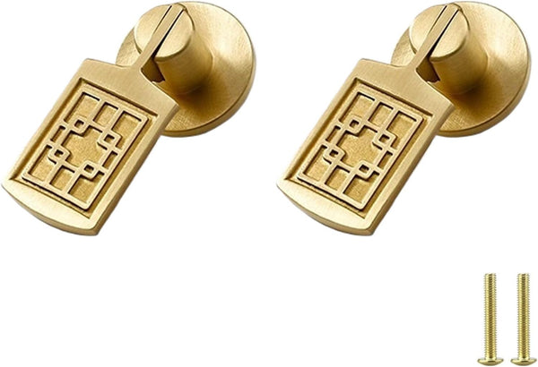PIYYQNY Dresser Knobs Drawer Pulls 2 Pack Brass Pendant Handle Gold Drawer Handle