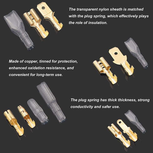 Tnisesm 640Pcs Male and Female Spade Connector & Bullet Connectors Assortment Kit for Car Audio