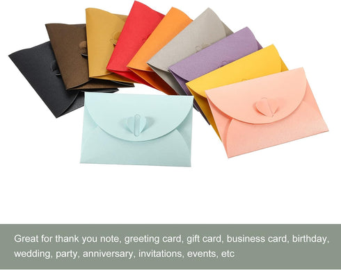 YOKIVE 50 Pack Mini Envelopes, Heart Shaped Clasp | Small Gift Card Holder for Weddings Parties
