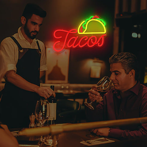 Dimmable Tacos Neon Sign for Wall Decor Led Neon Signs for Business Mexican Food Neon Light Tacos Neon Lights Sign