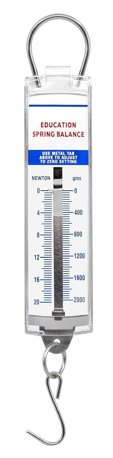EISCO Premium Spring Balance, 0-2000g / 0-20N - High Resolution, Dual Scale, Acrylic Body with Zero Calibration
