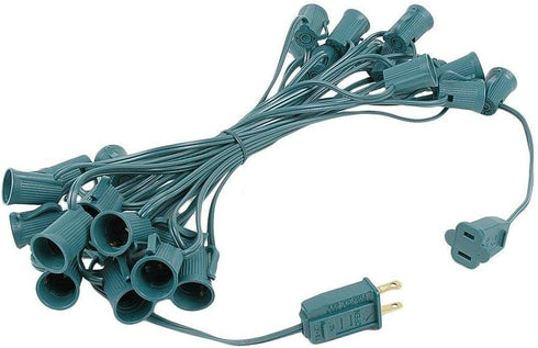 C9 Set 25 Dimmable, Novelty Lights Clear Christmas String Light - Foot, Indoor/Outdoor, Green Wire