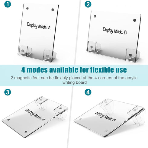 Clear Acrylic White Board 8x6 Inches, Frameless Desktop Dry Erase Board with Flexible Magnetic Stand and Markers, Mini Whiteboard Desk Accessories for Women, Home, Office, School by NiOffice