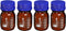 PATIKIL 100mL Reagent Media Bottle, 4Pcs Round Graduated Glass Storage Bottle Amber with Blue Screw Cap