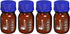 PATIKIL 100mL Reagent Media Bottle, 4Pcs Round Graduated Glass Storage Bottle Amber with Blue Screw Cap
