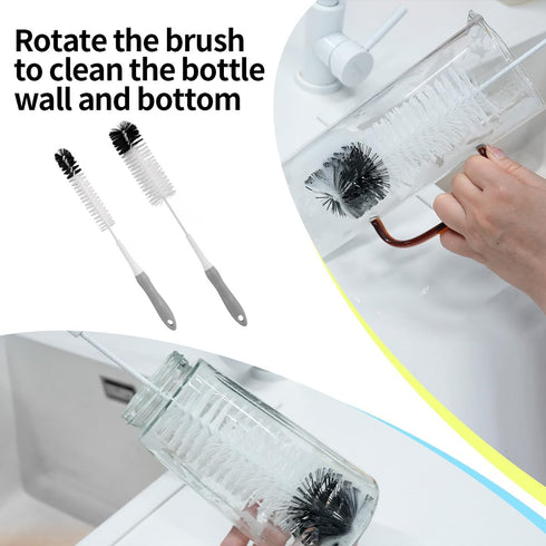 Set Bottle Cleaner Brush - Long Handle Bottle Brushes for Cleaning Narrow Neck Bottles, Beer, Wine, Baby Bottle, Pipes