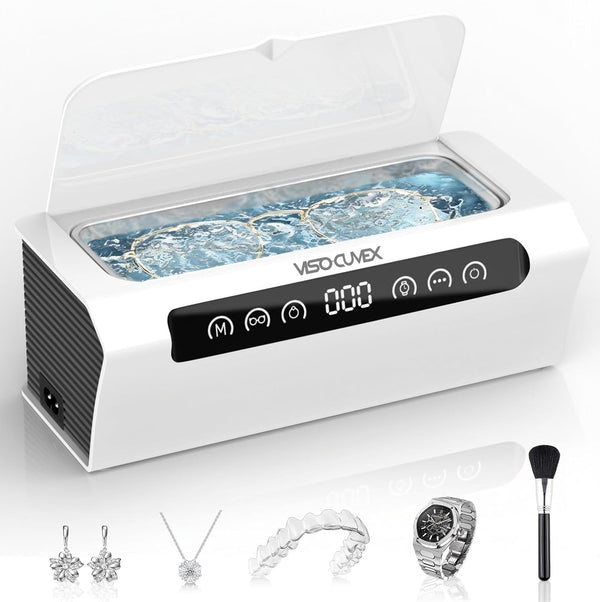 VISOCUVEX Ultrasonic Jewelry Cleaner, 45KHz Ultrasonic Cleaner Machine with 4 Cleaning Modes, 16.9oz